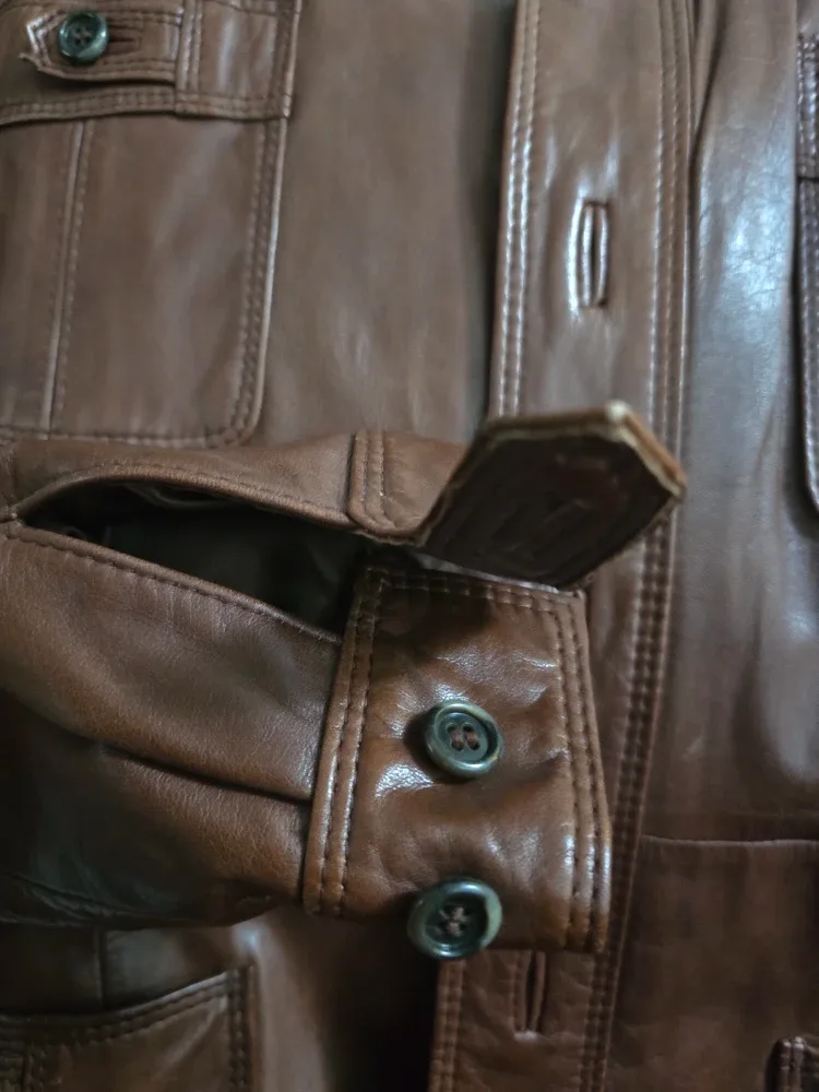 VINTAGE SAXONY Brown Beautiful Leather Jacket image indicator(5)