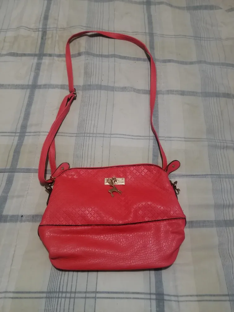 Red Faux Leather Crossbody Bag