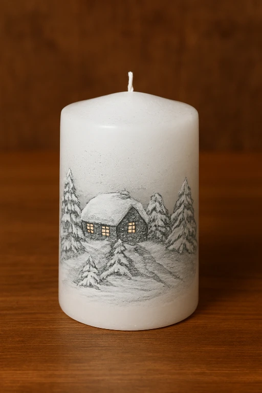 Winter Scene Pillar Candle