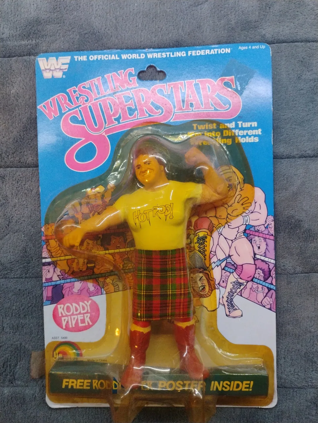 LJN Rowdy Roddy Piper 8 Back Carded Vintage brown boots image indicator(3)