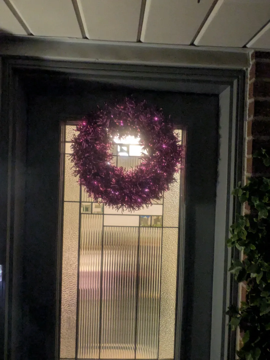Purple Tinsel Christmas Wreath
