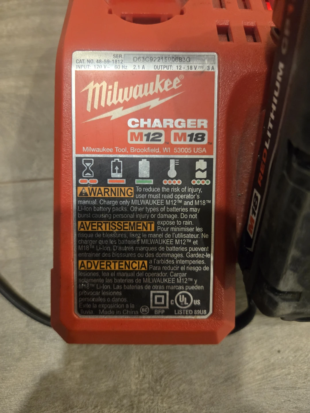 Milwaukee M12 M18 Battery Charger