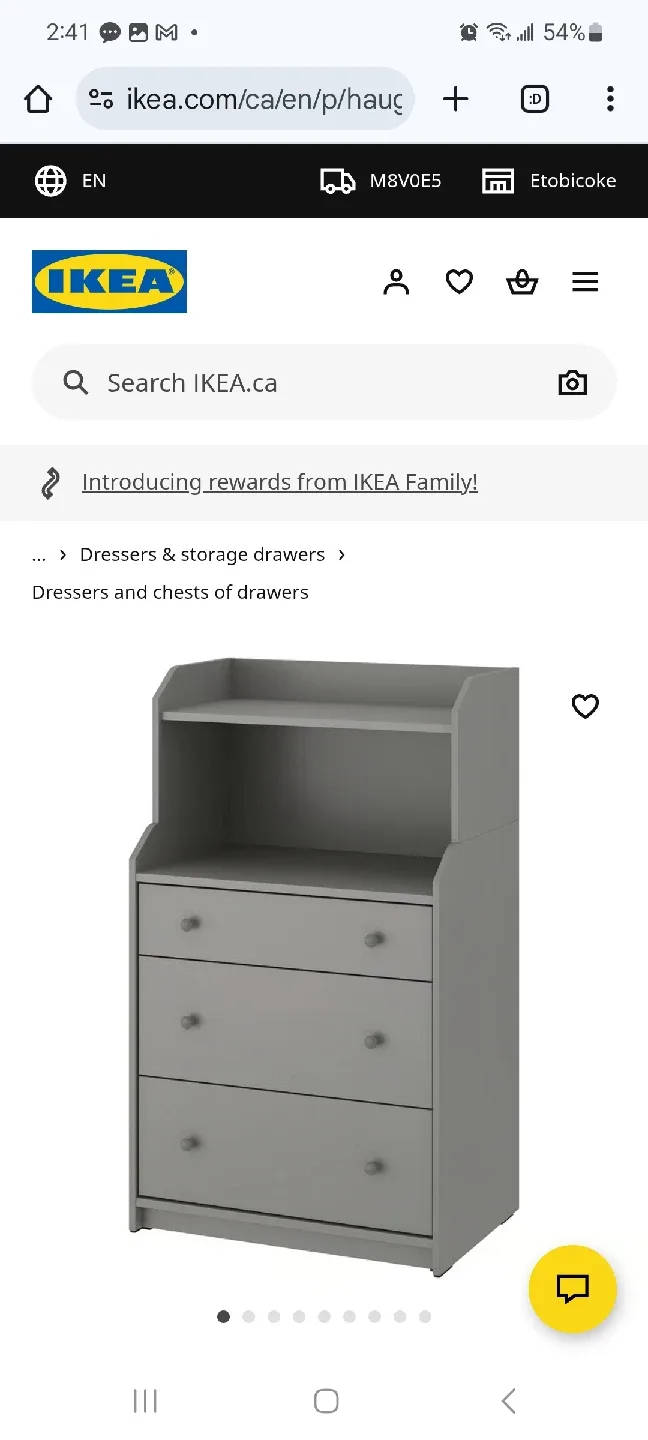 IKEA HAUGA Dresser with 3 drawers, Grey image indicator(3)