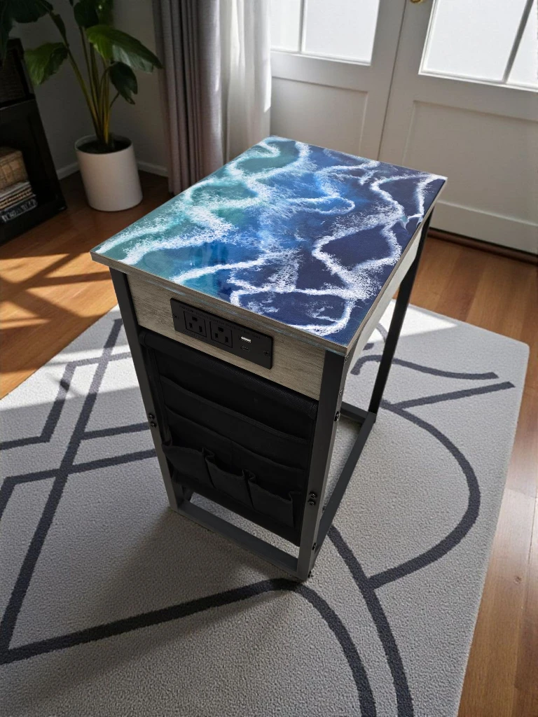 Ocean Blue C Table with USB Ports