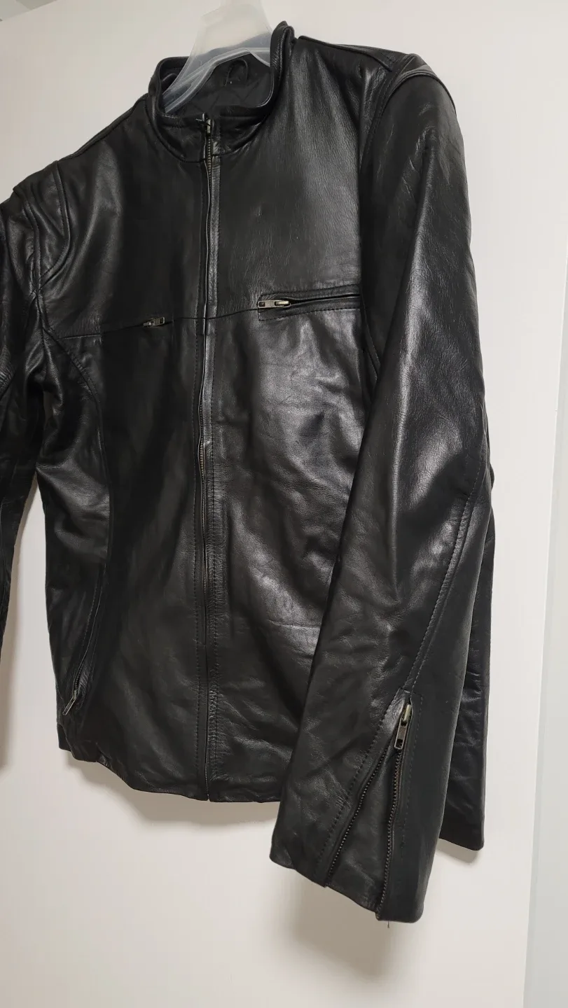 Black genuine  Leather Jacket (Medium) image indicator(3)