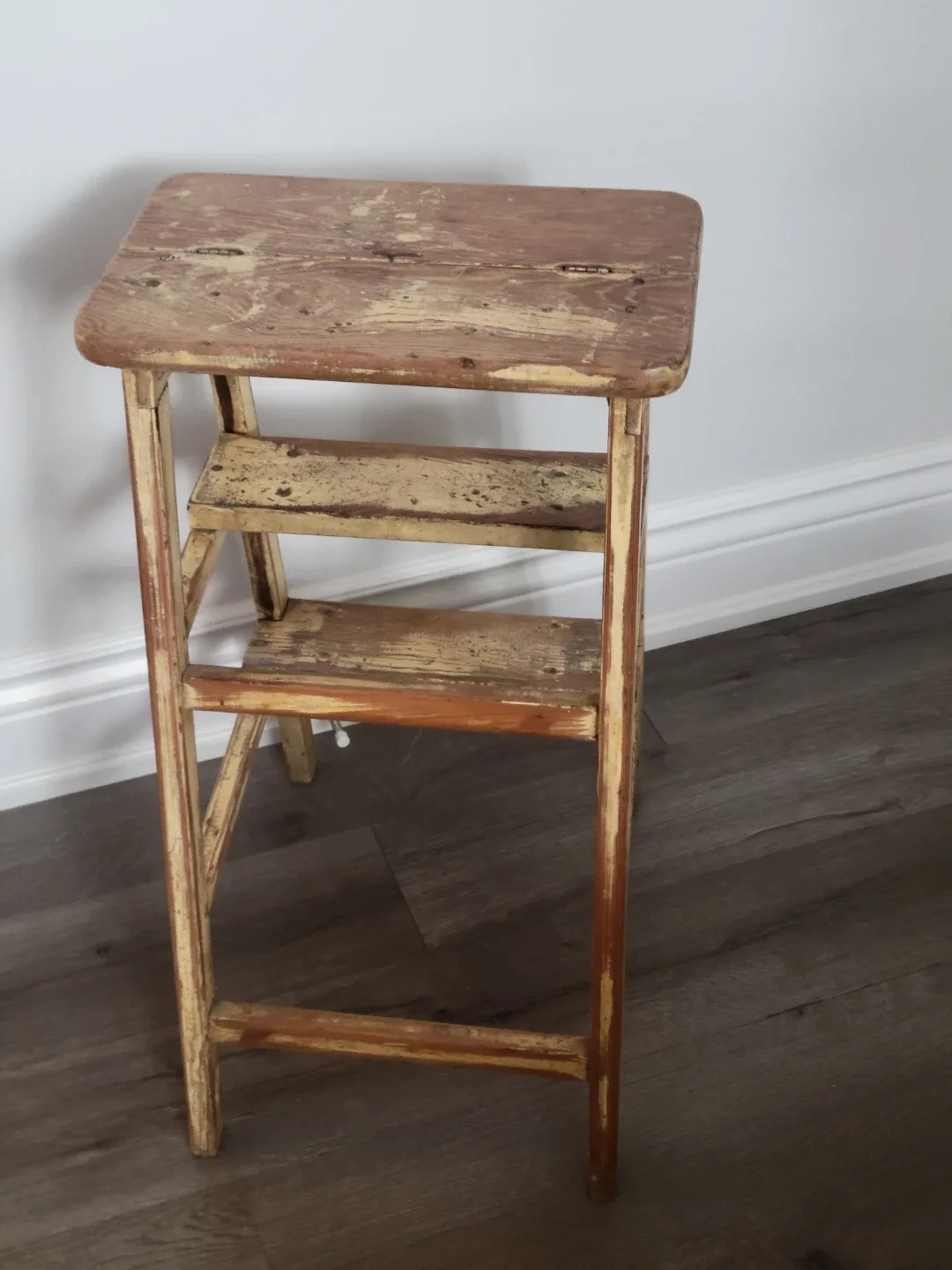 Vintage Wooden Step Stool Ladder. Vintage Wood Plant Stand image indicator(5)