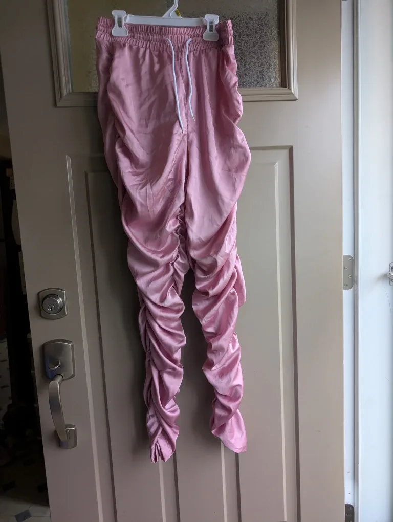 BNWOT Womens sz med satin ruched jogger pants