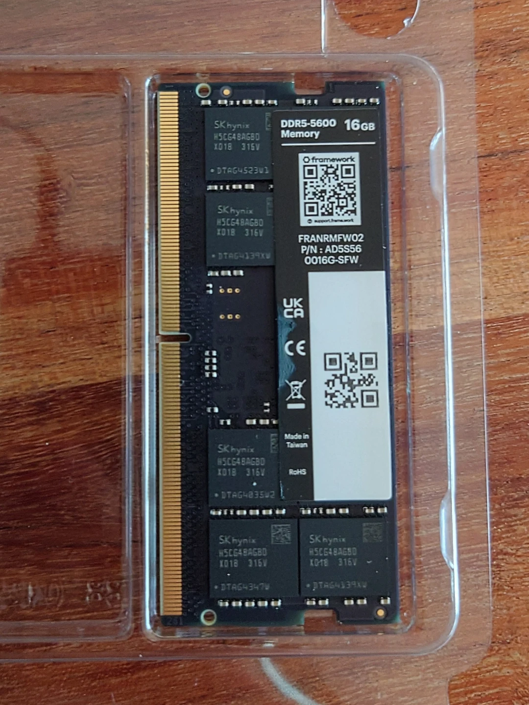 DDR5 5600 1x16GB SODIMM (laptop memory), Framework