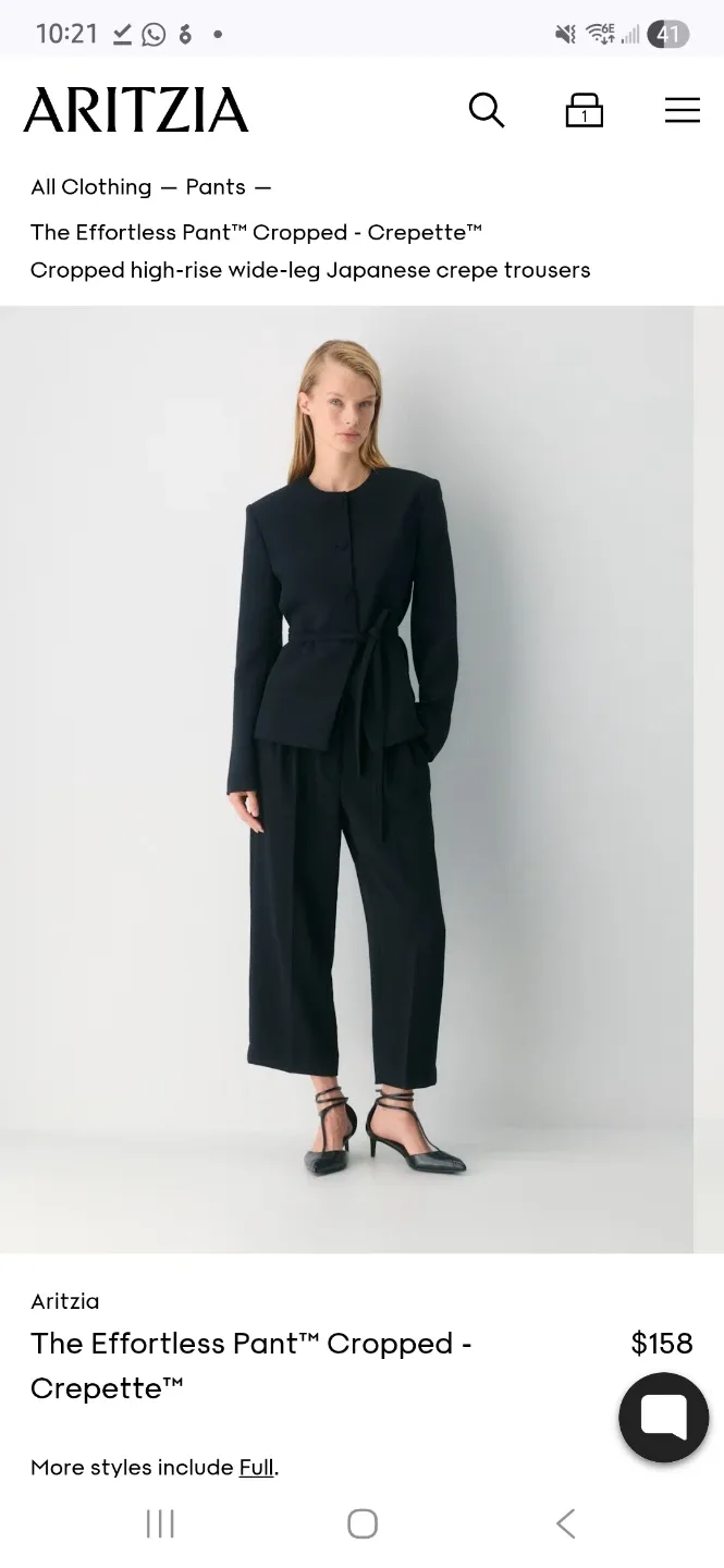 Aritzia The Effortless Pant Cropped - Crepette (Size 2)