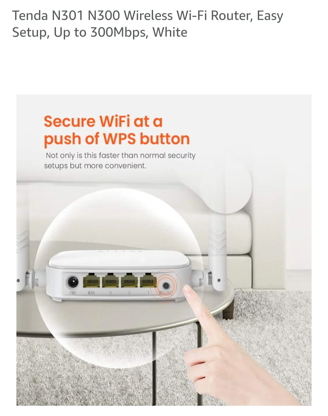 Tenda N301 N300 Wireless Wi-Fi Router, Easy Setup, Up to 300Mbp - photo 2