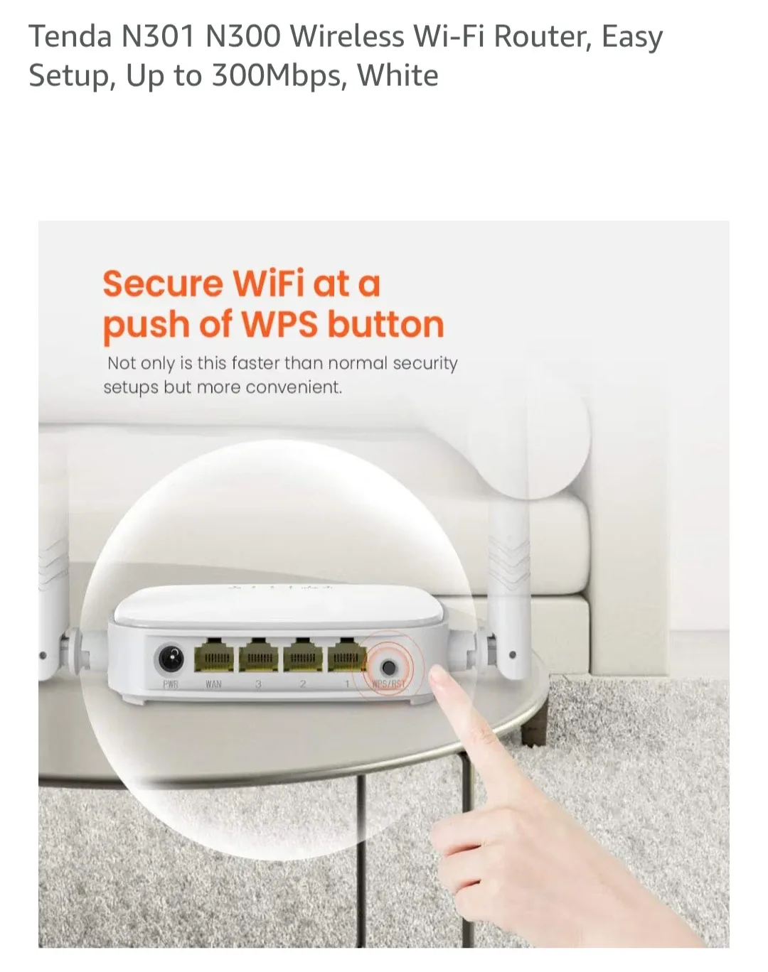 Tenda N301 N300 Wireless Wi-Fi Router, Easy Setup, Up to 300Mbp image indicator(2)