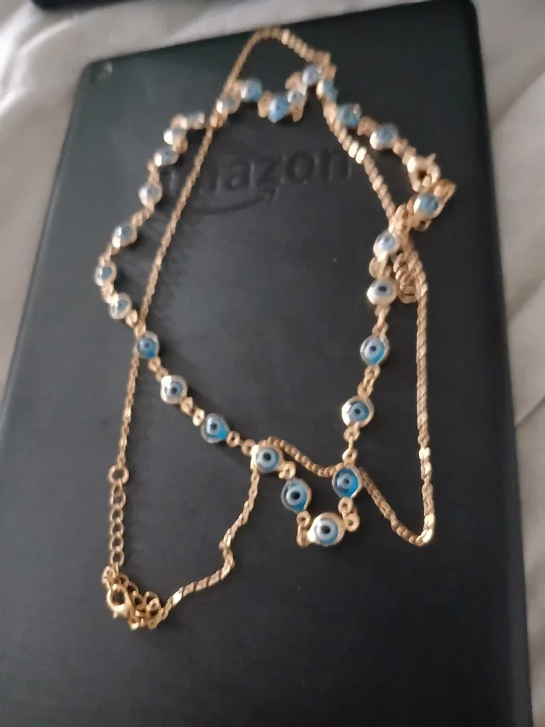 Evil Eye Necklace - Gold and Blue thumbnail