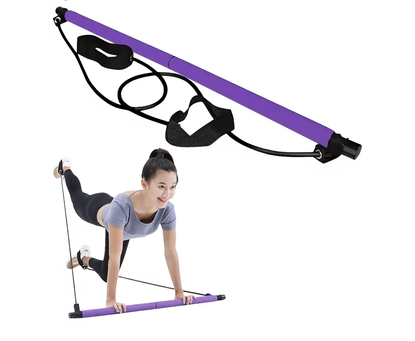 Pilates Bar Kit with Resistance Band - Purple - photo 2