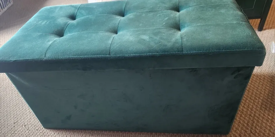 Green Velvet Storage Ottoman