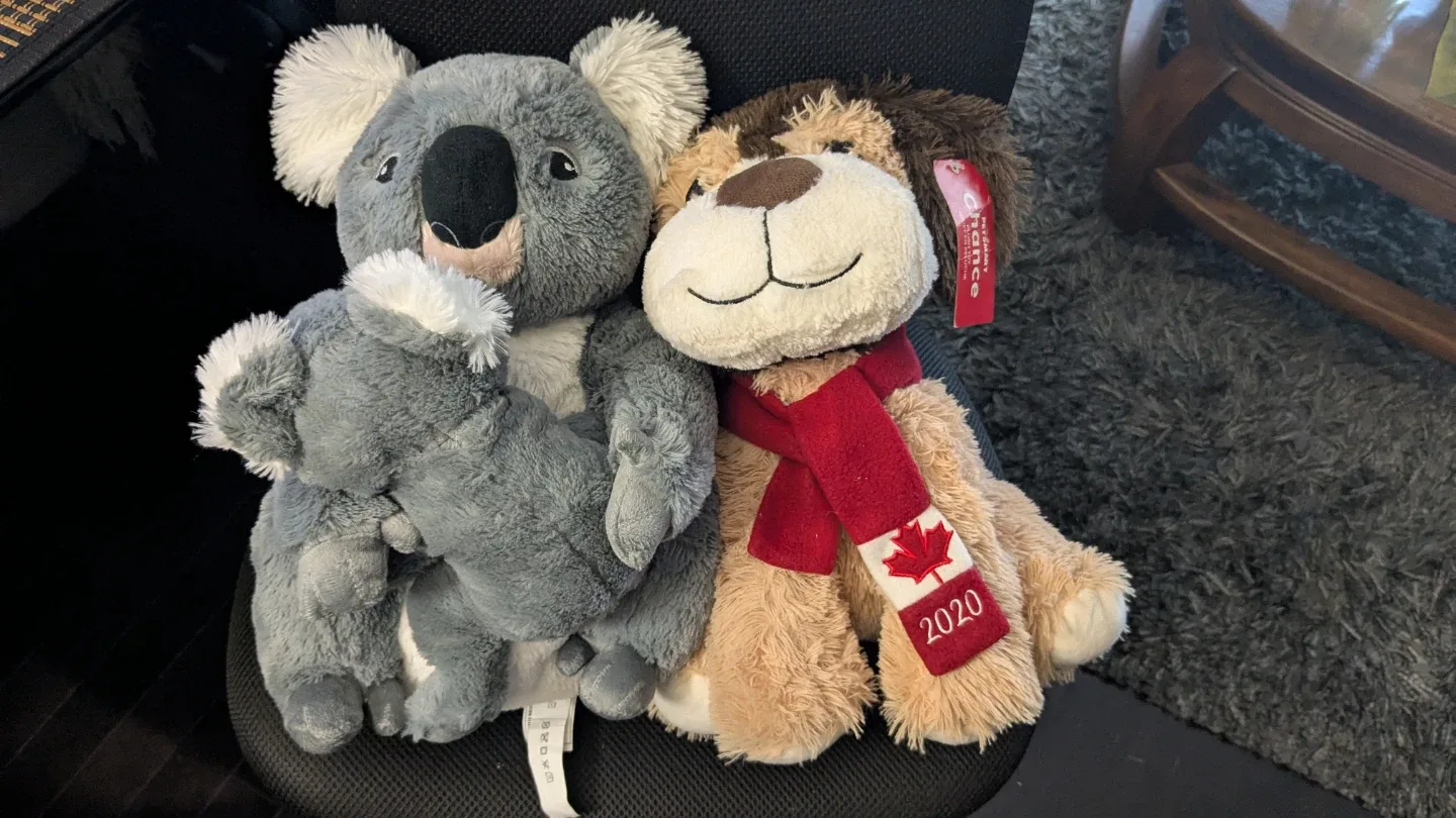 Plush Koala & Dog with Scarf