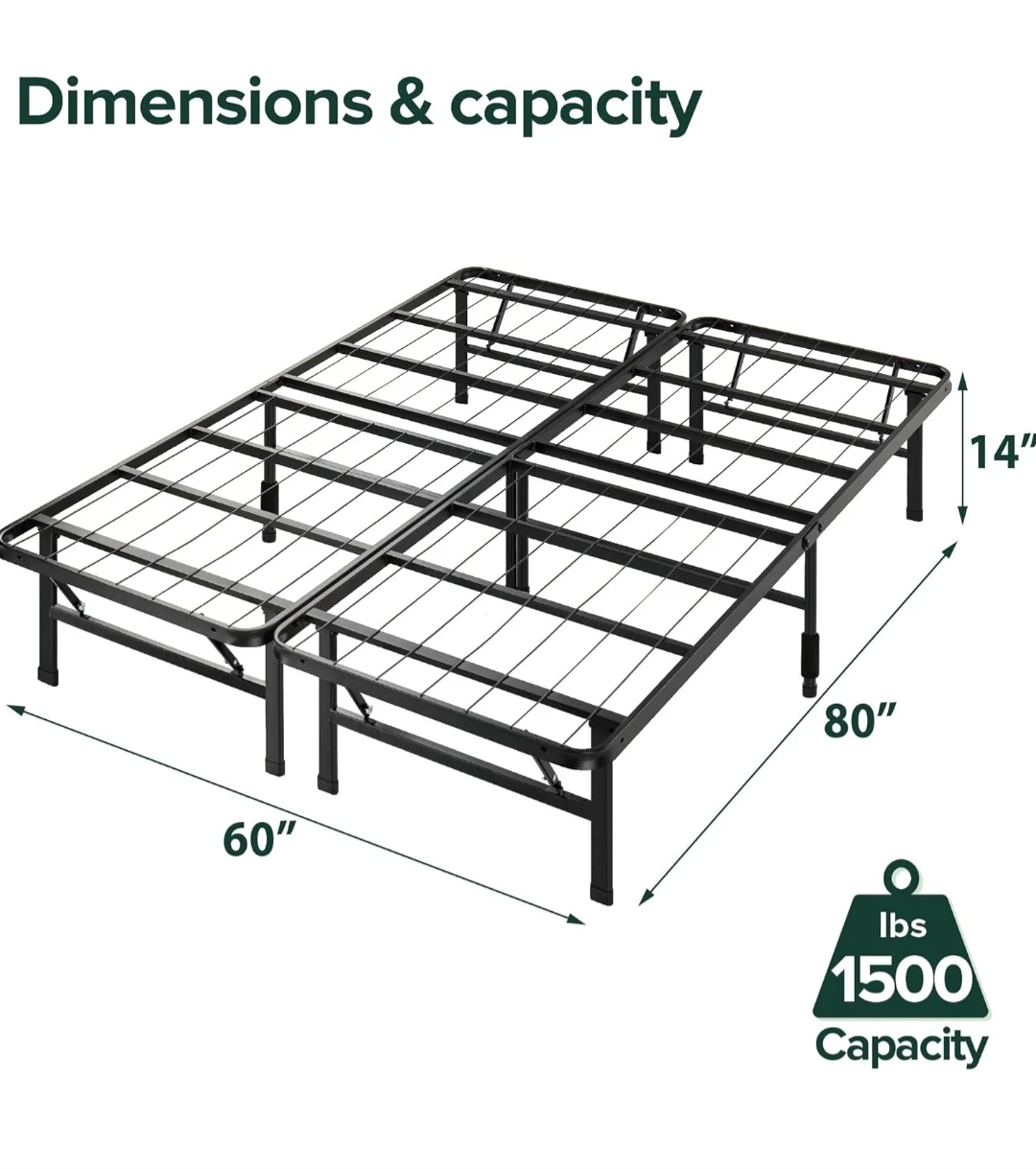 Queen Size Metal Bed Frame - 60" x 80"