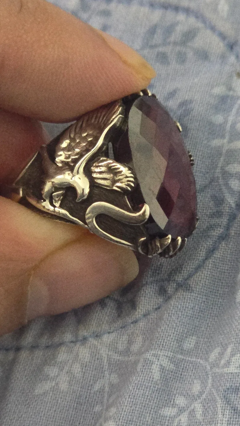 Eagle Ring with Red Stone image indicator(5)