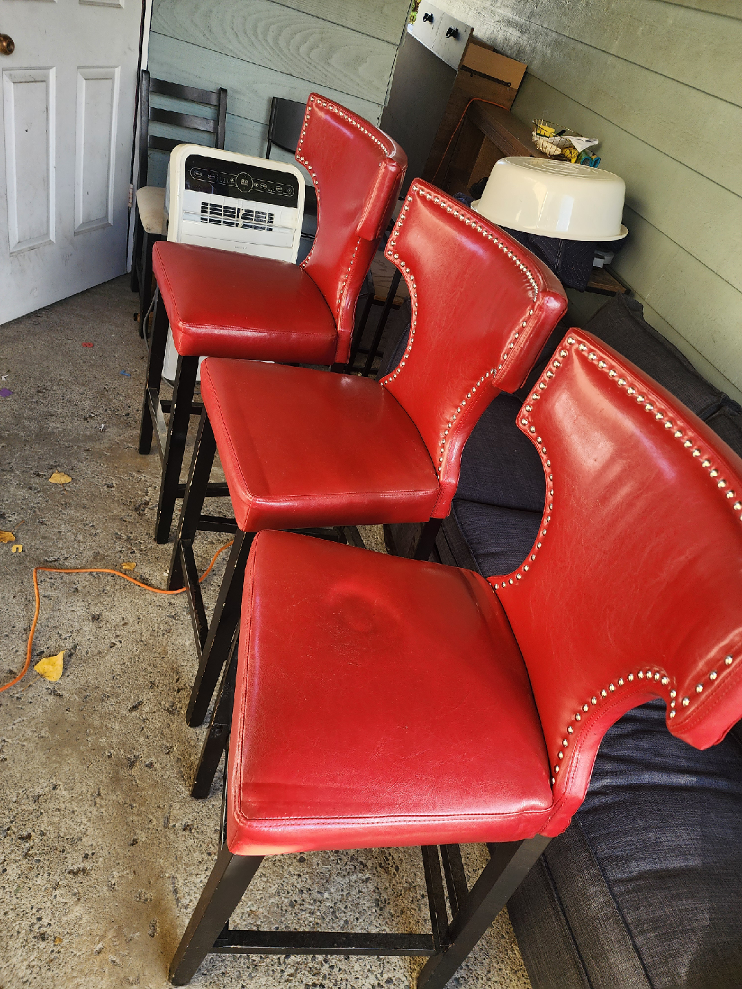 Red Bar Stools - Set of 3