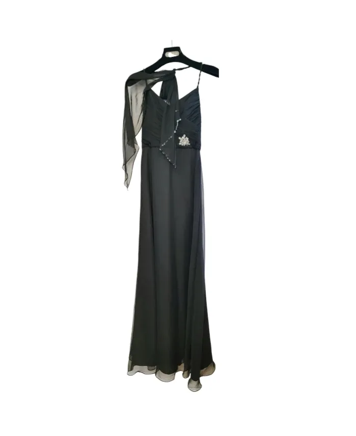 Mori Lee Black Chiffon Bridesmaid Dress NWT Formal Gown Size 10