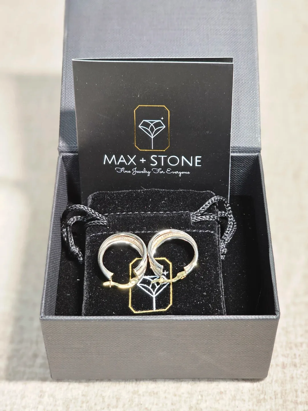 Max + Stone 10k Two-Tone Gold Hoop in White & Yellow  image indicator(2)