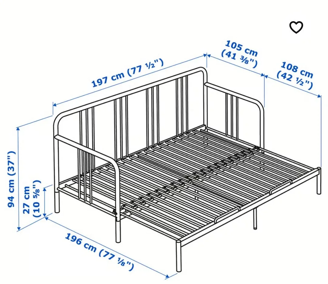 IKEA Fyresdal Daybed Frame - Black image indicator(2)