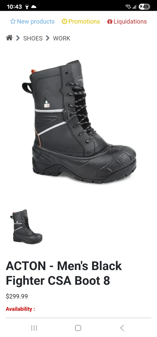 Acton Fighter A5603B-11 Black Work Boots - Size 8🥕