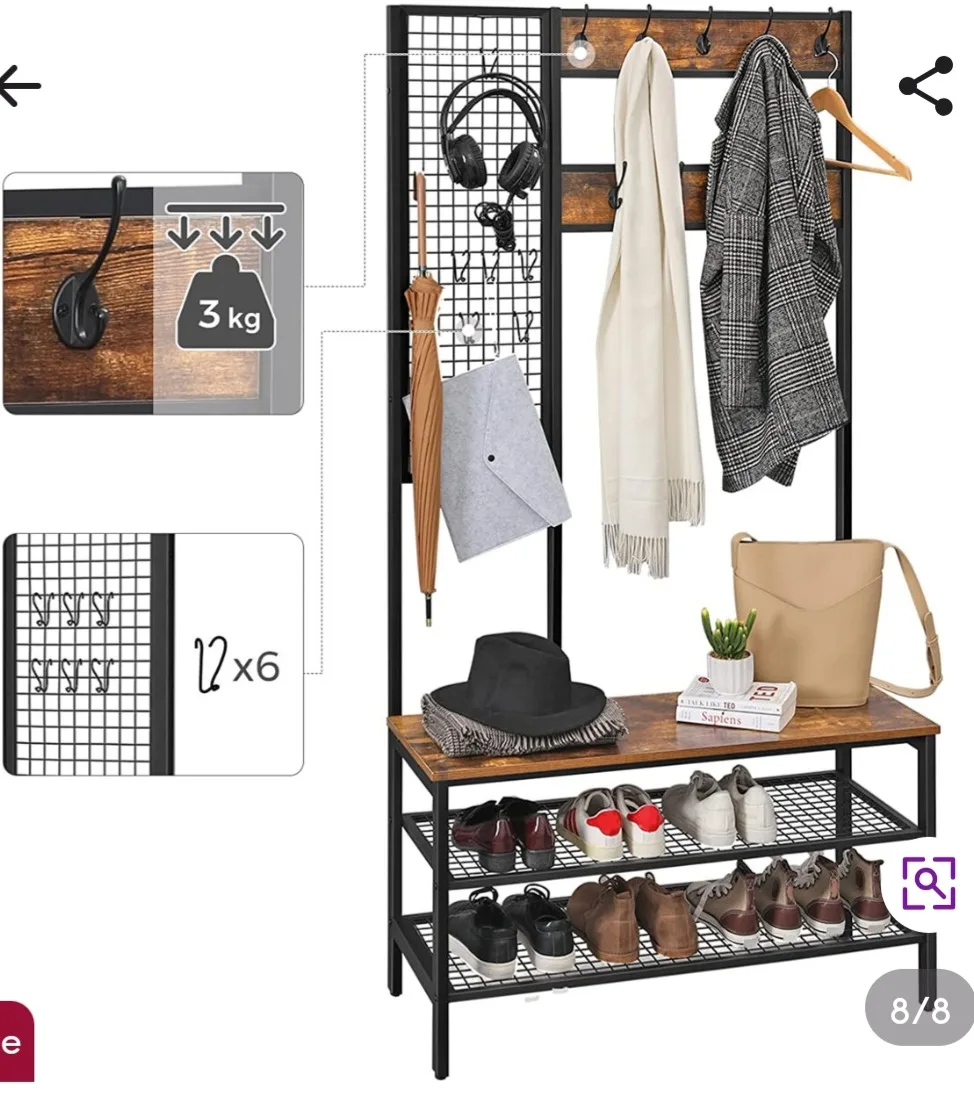 Hall tree with bench and shoes storage image indicator(2)