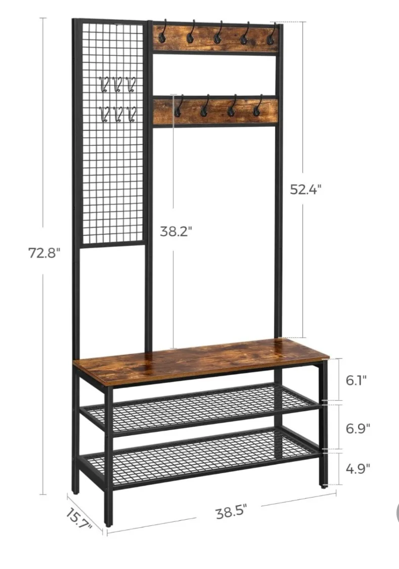 Hall tree with bench and shoes storage image indicator(3)