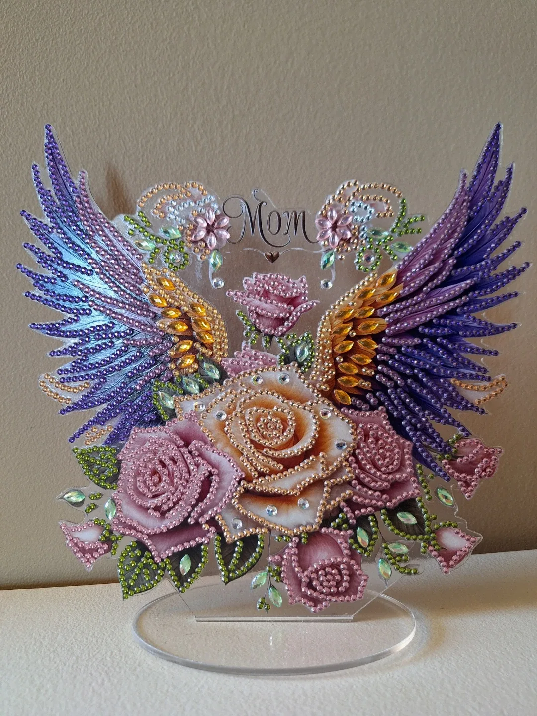 Acryllic Beautiful "MOM" Floral Wings Diamond Art