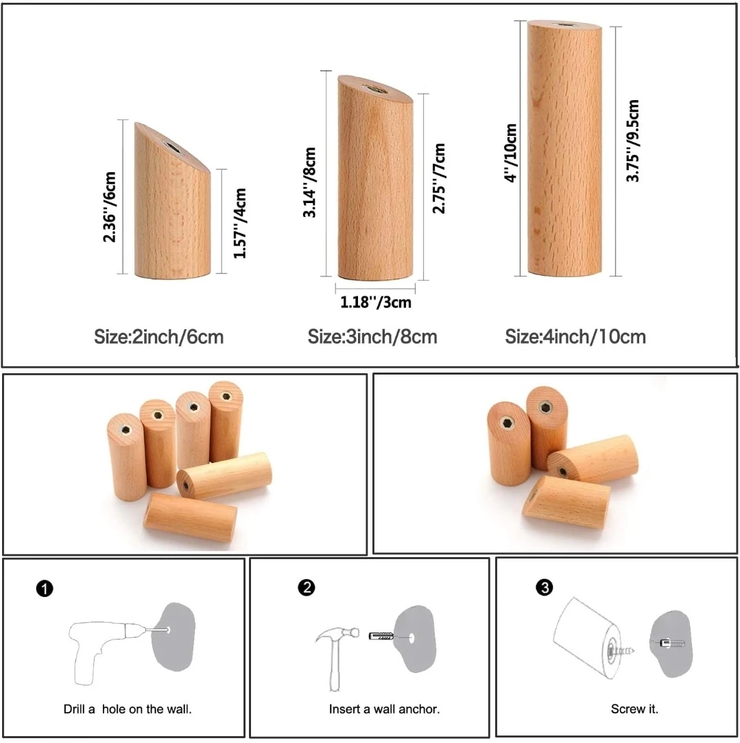 Wooden Wall Hooks - 10 Pack - photo 2