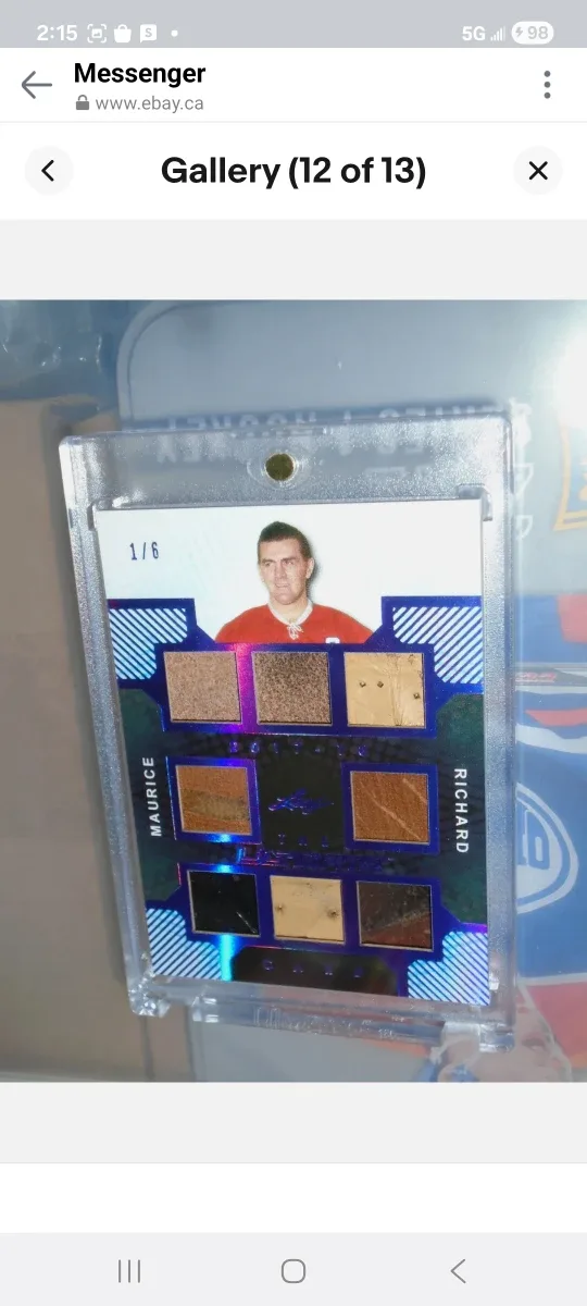 Maurice Richard 2017-18 Leaf Ultimate Hockey Card/leather relics image indicator(9)