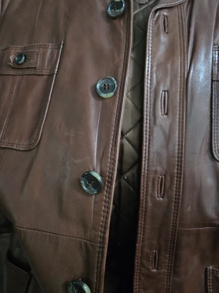VINTAGE SAXONY Brown Beautiful Leather Jacket image indicator(6)