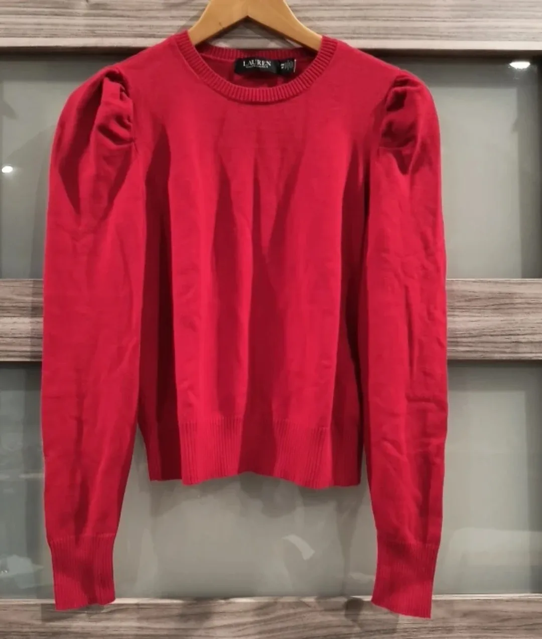 Ralph Lauren Red Puff Sleeve Sweater - Size M