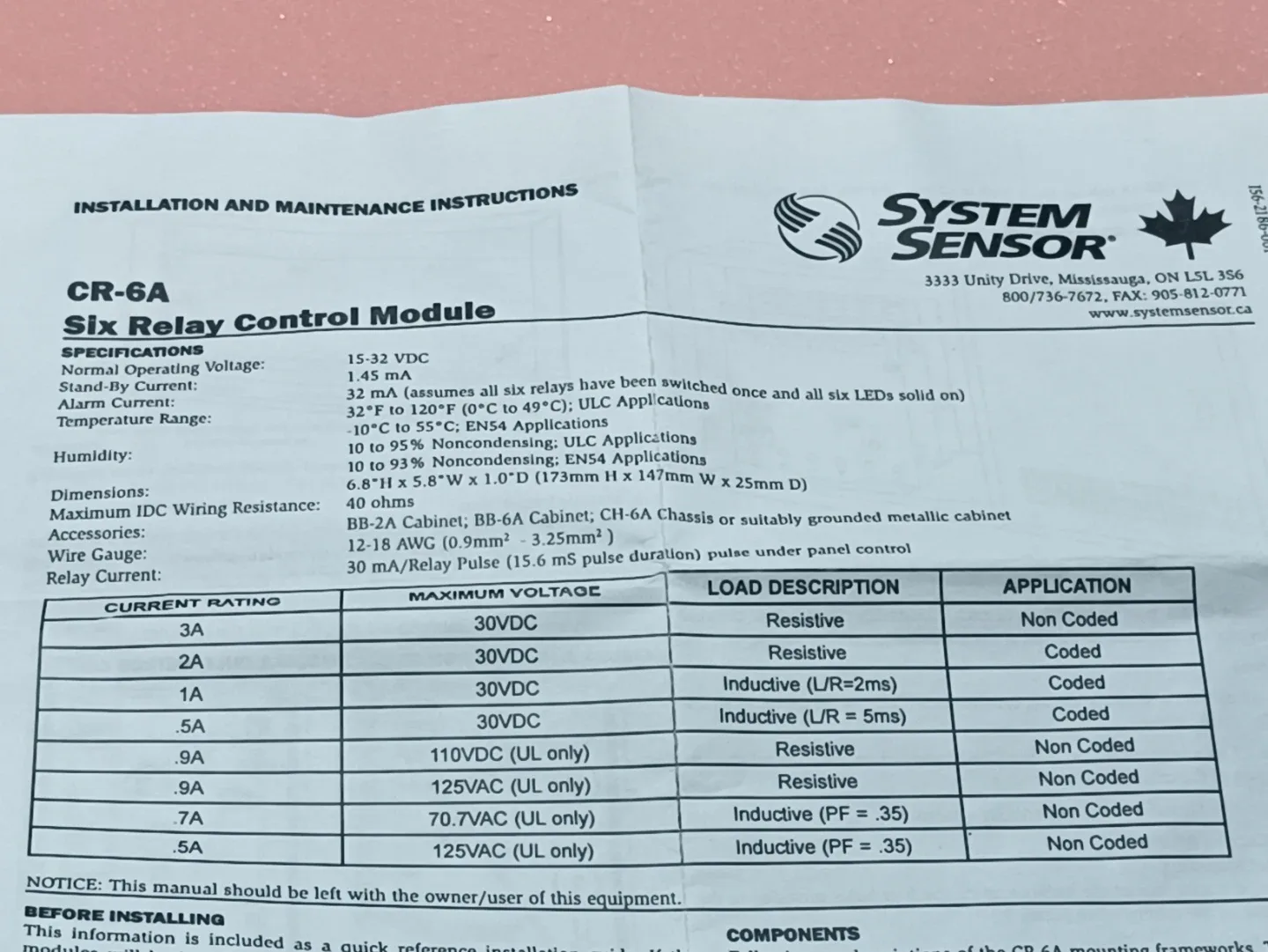 System Sensor CR-6A Six Relay Control Module image indicator(3)