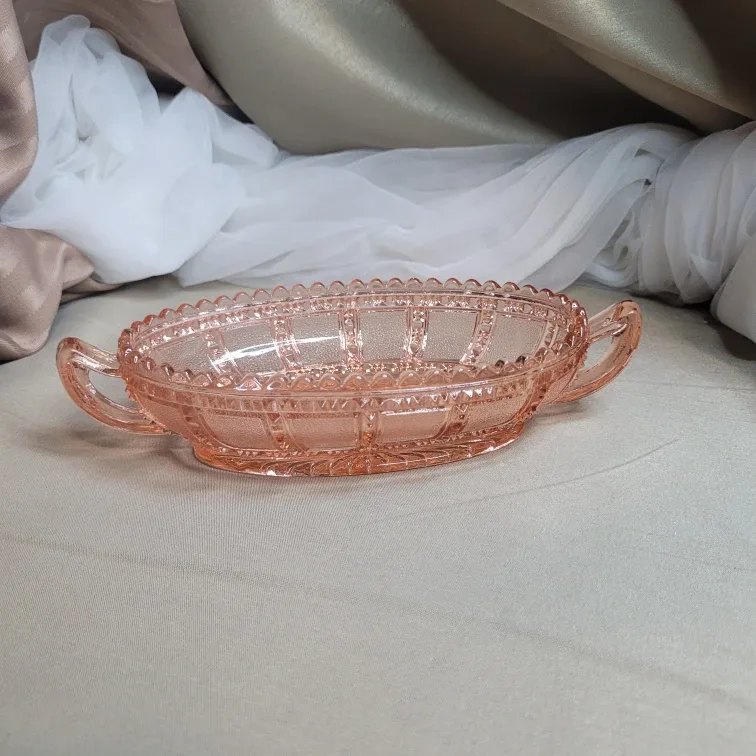 Vintage Depression Imperial Beaded Block Pattern Pink Pickle image indicator(8)