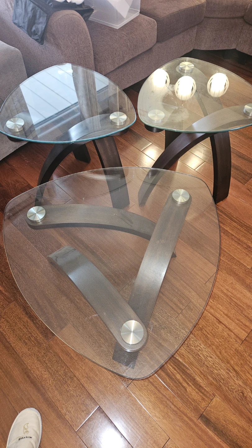 Glass Top Coffee Tables - Set of 3
