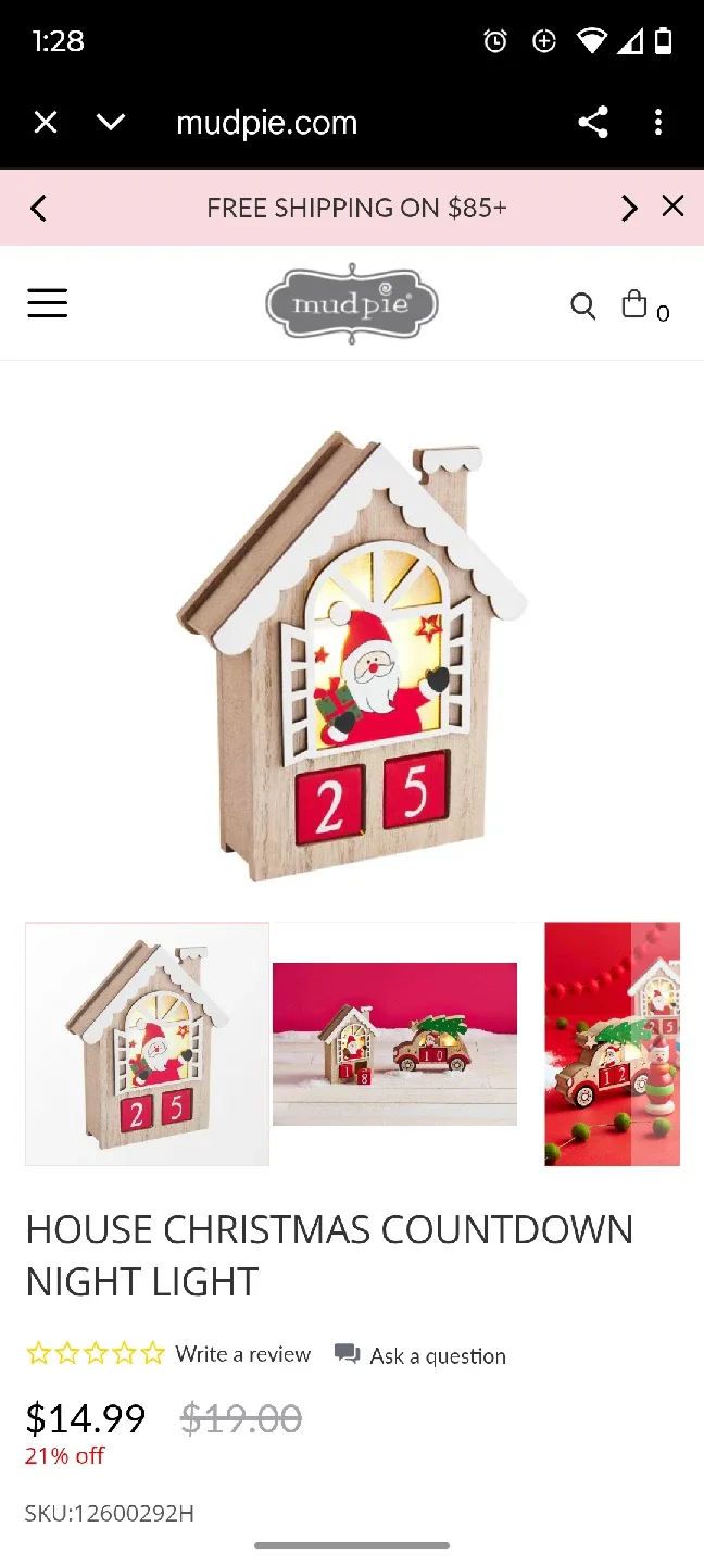 Mud Pie Christmas Countdown Night Light - New! image indicator(3)