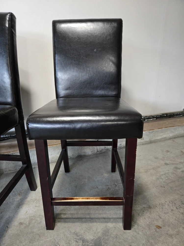 Set of 4 Black Leather Bar Stools - photo 3