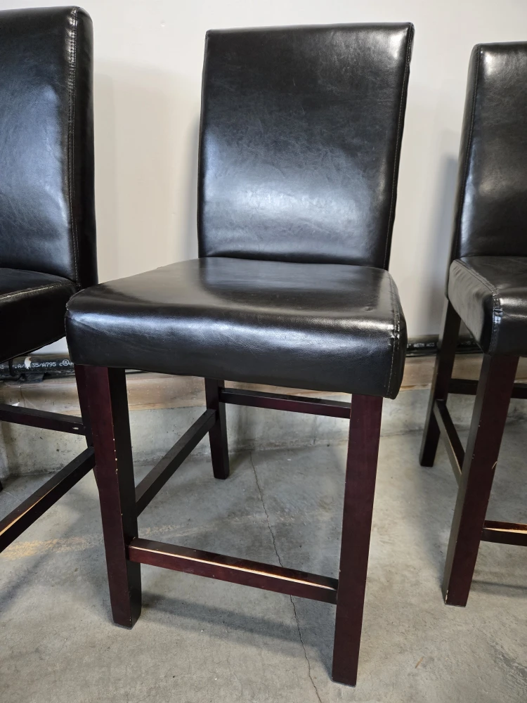 Set of 4 Black Leather Bar Stools - photo 4
