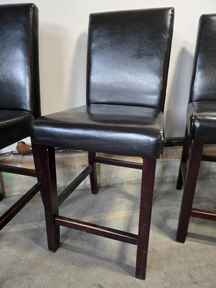 Set of 4 Black Leather Bar Stools - photo 5