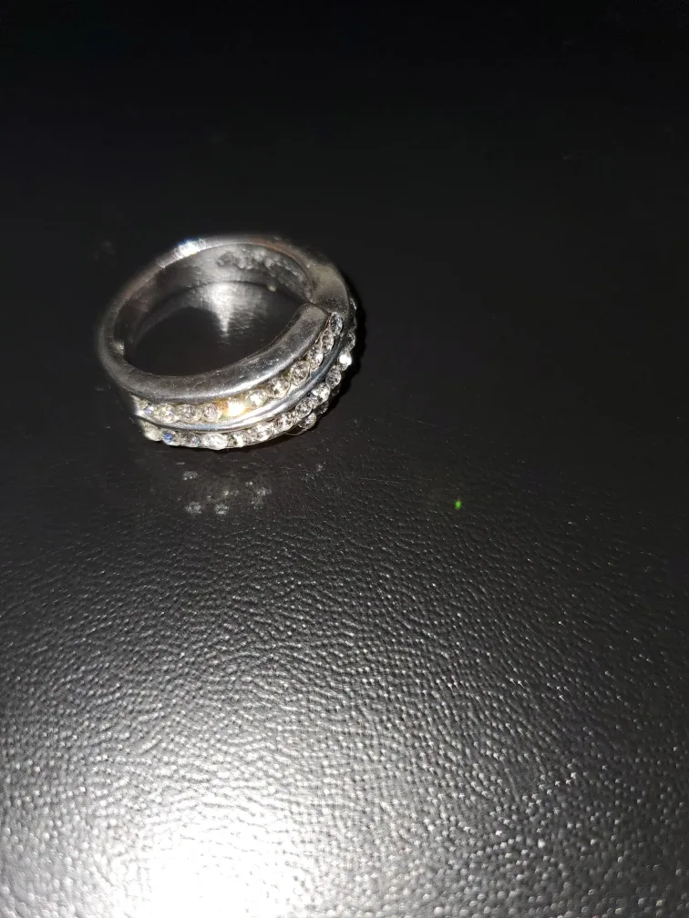 Silver-tone Ring with Rhinestones