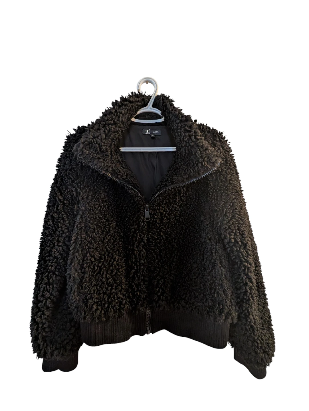 Zara TRF Collection Black Faux Fur Jacket - Size M
