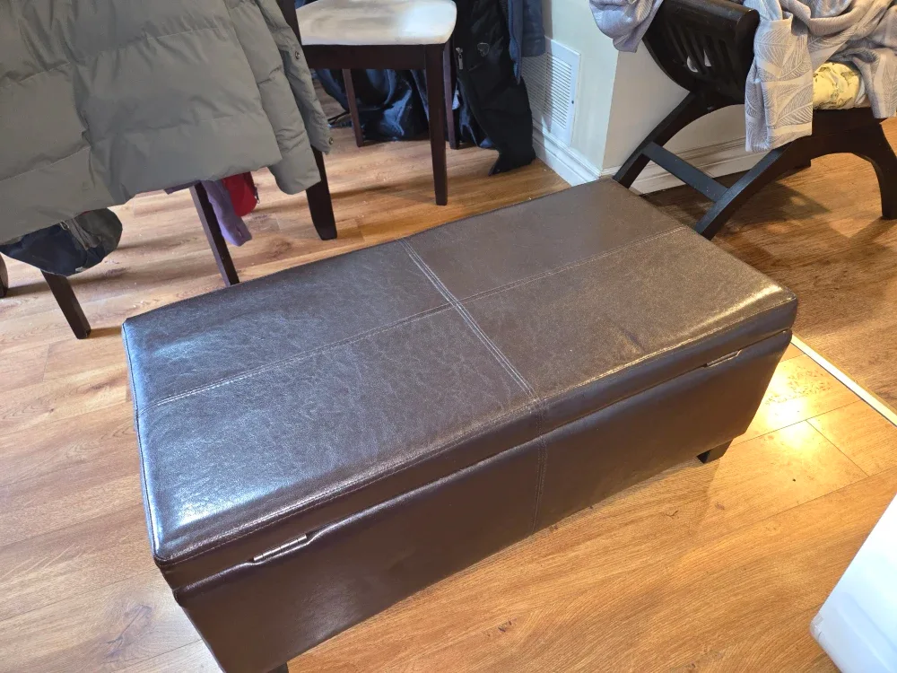 Brown Faux Leather Storage Ottoman Bench