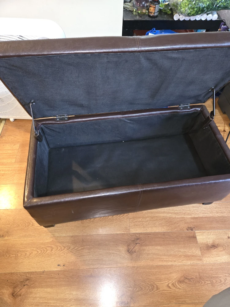 Brown Faux Leather Storage Ottoman Bench - photo 2