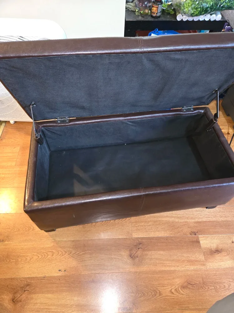 Brown Faux Leather Storage Ottoman Bench image indicator(2)