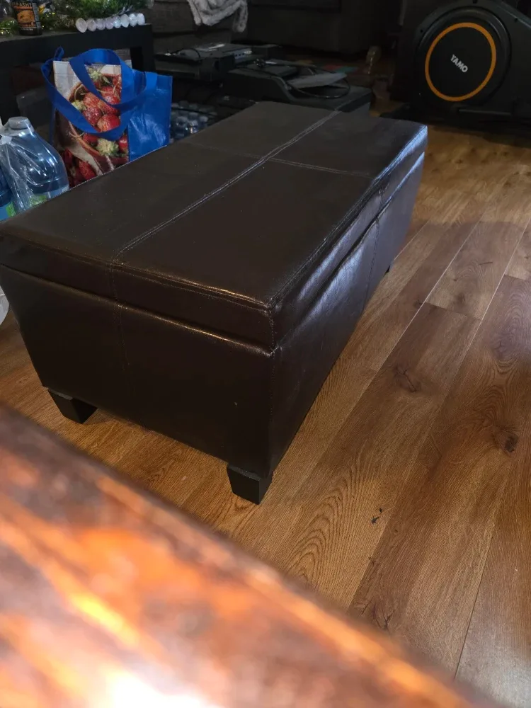 Brown Faux Leather Storage Ottoman Bench image indicator(3)