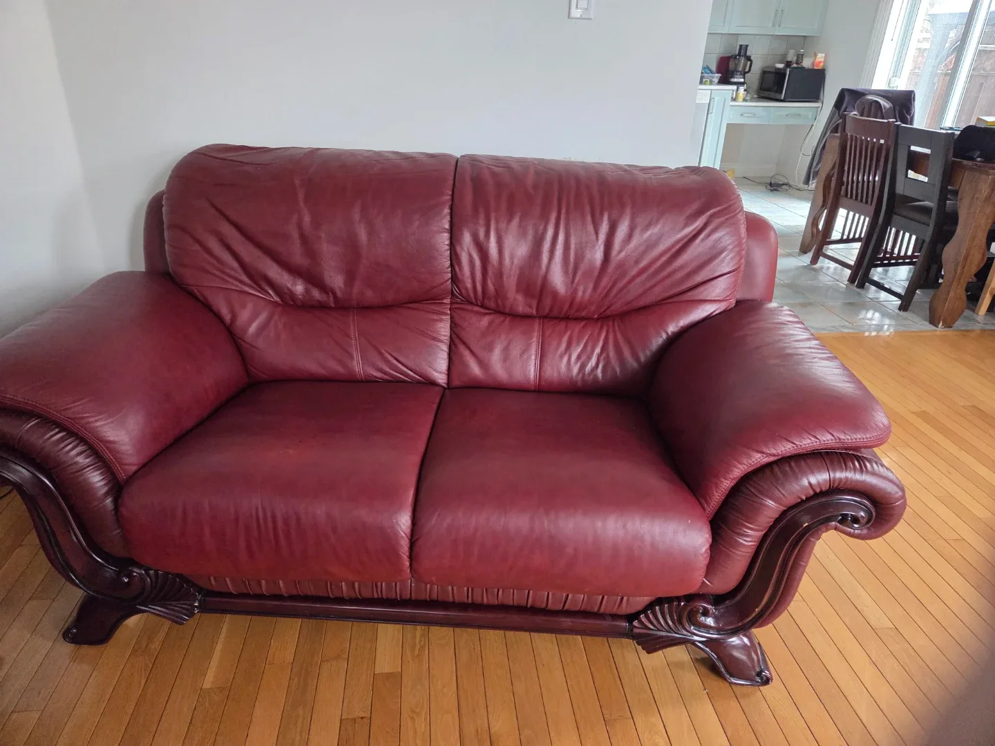 Burgundy Leather Loveseat and Armchair Set image indicator(2)