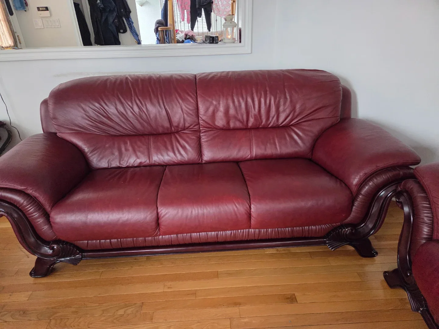 Burgundy Leather Loveseat and Armchair Set image indicator(3)