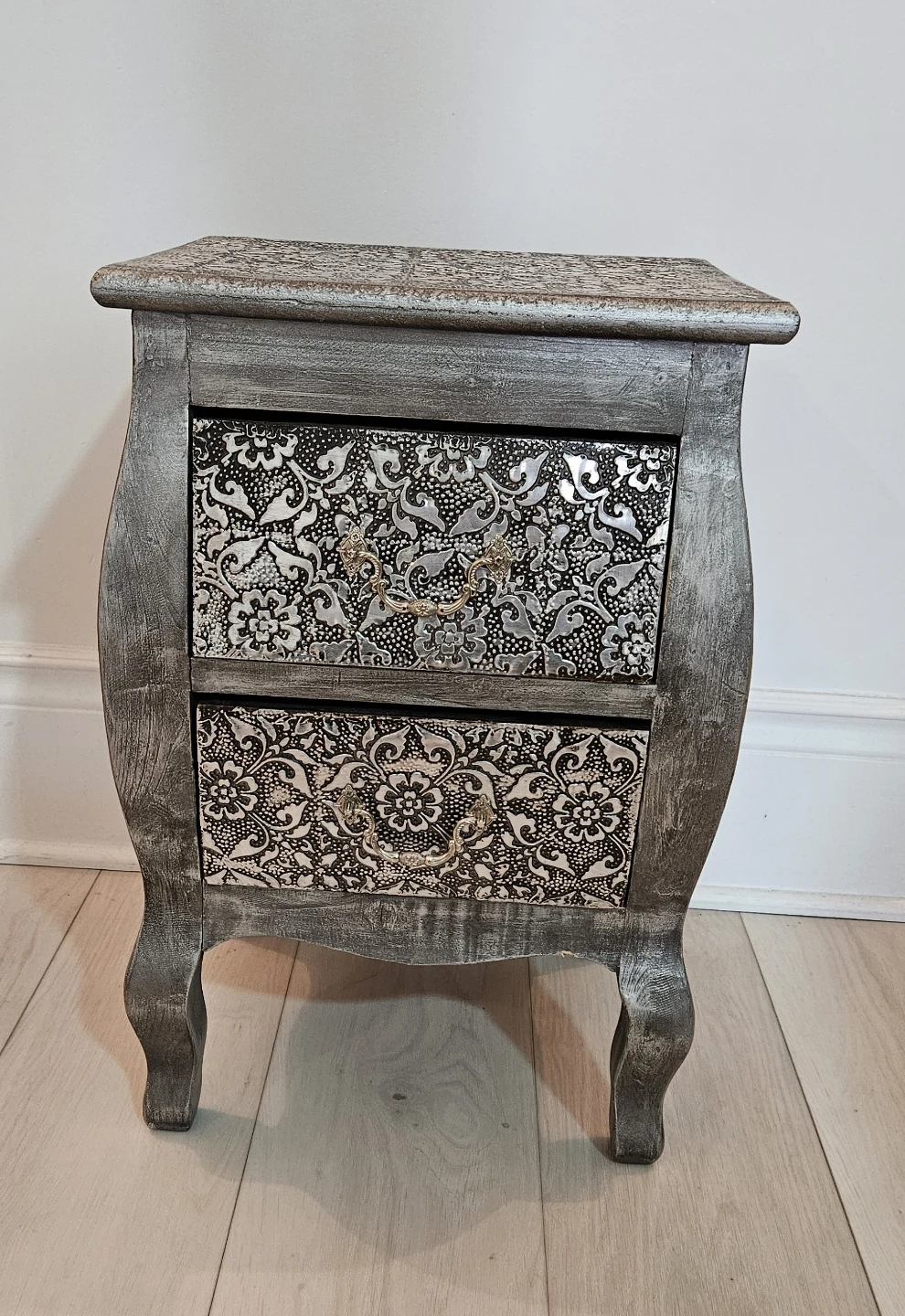 Silver Nightstand with Two Drawers - photo 2