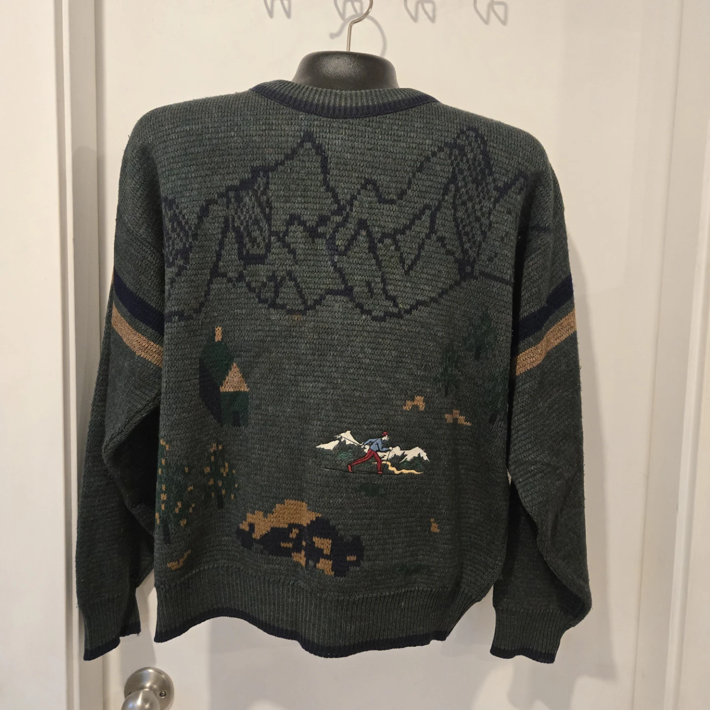 Vintage Landscape Skier Knit Sweater Men’s XL - photo 2